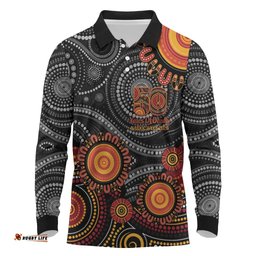 NAIDOC Week 50 Years Deadly Personalised Long Sleeve Polo Shirt Aboriginal Art LT14