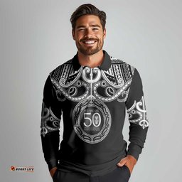 Kia Kaha Te Reo Maori New Zealand Long Sleeve Polo Shirt 50th Anniversary Ake Ake Ake LT14