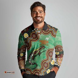 Personalised Australia Goanna NAIDOC Week 2026 Long Sleeve Polo Shirt 50 Years of Deadly Aboriginal Art LT14