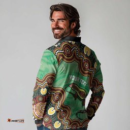 Personalised Australia Goanna NAIDOC Week 2026 Long Sleeve Polo Shirt 50 Years of Deadly Aboriginal Art LT14