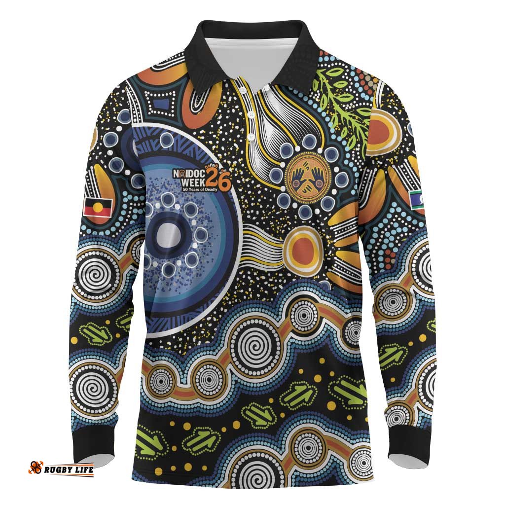 NAIDOC Deadly 50 Years Long Sleeve Polo Shirt Aboriginal and Torres Strait Islander LT9