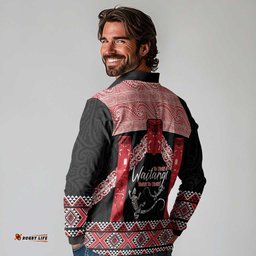 Toitu Te Tiriti O Waitangi Long Sleeve Polo Shirt Maori Wharenui With Taniko Motifs LT14