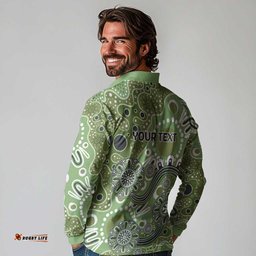 Personalised NAIDOC Week 50 Years Deadly Always Long Sleeve Polo Shirt Green Aboriginal Artwork Dot Painting LT9