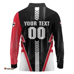 Personalized St Kilda Saints Long Sleeve Polo Shirt Modern Geometric Sports Graphic Style TS04