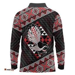 Taniko Aotearoa Long Sleeve Polo Shirt Poutama Mix Piwakawaka LT7