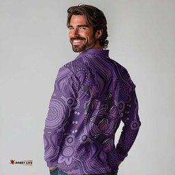 Purple Butterfly Spirit Long Sleeve Polo Shirt Australian Epilepsy Awareness LT9