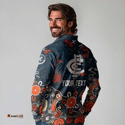 Personalized Carlton Blues Long Sleeve Polo Shirt Aboriginal Dot Painting Graffiti Style TS04