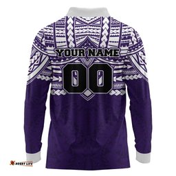 Personalized Fremantle Dockers Long Sleeve Polo Shirt Polynesian Tribal Pattern Heritage Football TS04