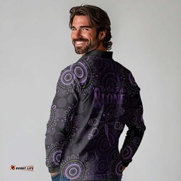 Purple Dragonfly Aboriginal of Hope Long Sleeve Polo Shirt Australian Epilepsy Awareness LT9