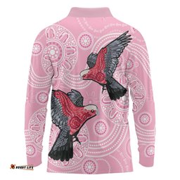 Pink Galah Aussie Aboriginal Long Sleeve Polo Shirt Soaring High LT7