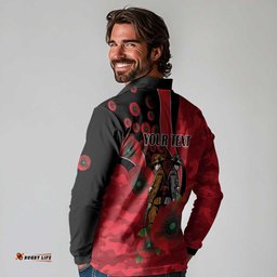 St Saints ANZAC Personalised Long Sleeve Polo Shirt Lest We Forget Poppy Camo LT9