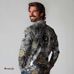 Personalized Collingwood Magpies Long Sleeve Polo Shirt Aboriginal Dot Painting Graffiti Style TS04