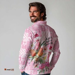 Sweet Pink Cockatoos Aussie Santa Long Sleeve Polo Shirt Australia Christmas Vibes LT9