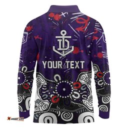 Personalized Fremantle Dockers Long Sleeve Polo Shirt Aboriginal Dot Painting Graffiti Style TS04