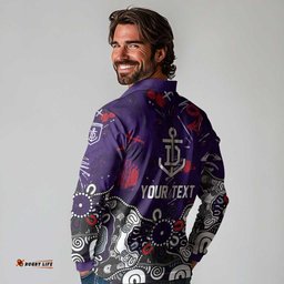 Personalized Fremantle Dockers Long Sleeve Polo Shirt Aboriginal Dot Painting Graffiti Style TS04