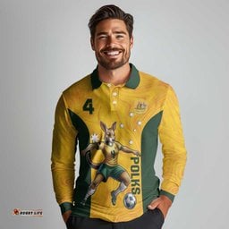 Polkinghorne Australia Matildas Long Sleeve Polo Shirt 2024 Thank You Polks LT14