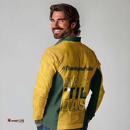 Polkinghorne Australia Matildas Long Sleeve Polo Shirt 2024 Thank You Polks LT14