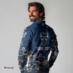 Personalized Geelong Cats Long Sleeve Polo Shirt Aboriginal Dot Painting Graffiti Style TS04