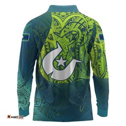 Torres Strait Islands Long Sleeve Polo Shirt Vibrant Polynesian Tribal Pattern Art TS04