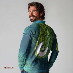 Torres Strait Islands Long Sleeve Polo Shirt Vibrant Polynesian Tribal Pattern Art TS04