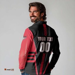 Personalized Essendon Bombers Long Sleeve Polo Shirt Modern Geometric Sports Graphic Style TS04