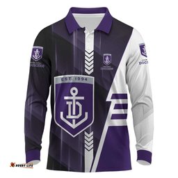 Personalized Fremantle Dockers Long Sleeve Polo Shirt Modern Geometric Sports Graphic Style TS04