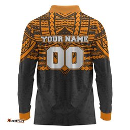 Personalized GWS Giants Long Sleeve Polo Shirt Polynesian Tribal Pattern Heritage Football TS04