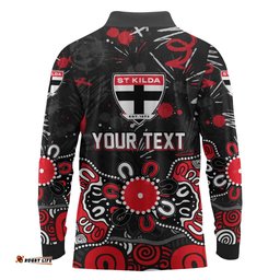 Personalized St Kilda Saints Long Sleeve Polo Shirt Aboriginal Dot Painting Graffiti Style TS04