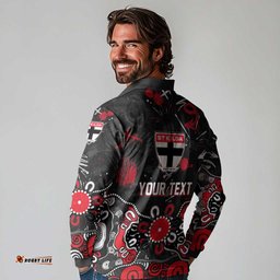 Personalized St Kilda Saints Long Sleeve Polo Shirt Aboriginal Dot Painting Graffiti Style TS04