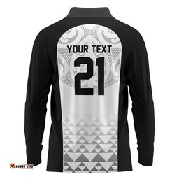 World Football 2026 New Zealand Custom Long Sleeve Polo Shirt All White Fern Maori Tribal LT9