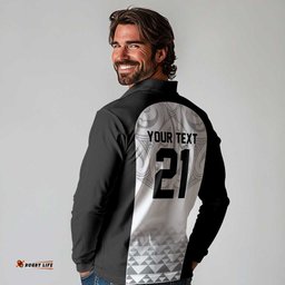 World Football 2026 New Zealand Custom Long Sleeve Polo Shirt All White Fern Maori Tribal LT9