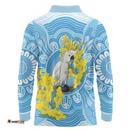 World Diabetes Day Australia Long Sleeve Polo Shirt Yellow-crested Cockatoo Golden Wattle Aboriginal LT14