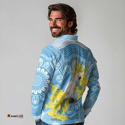 World Diabetes Day Australia Long Sleeve Polo Shirt Yellow-crested Cockatoo Golden Wattle Aboriginal LT14