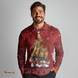 Funny Kiwi Bird Xmas Tree Long Sleeve Polo Shirt New Zealand Tribal Christmas Spirit LT9