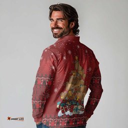 Funny Kiwi Bird Xmas Tree Long Sleeve Polo Shirt New Zealand Tribal Christmas Spirit LT9