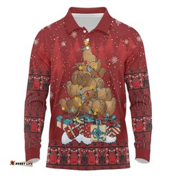 Funny Kiwi Bird Xmas Tree Long Sleeve Polo Shirt New Zealand Tribal Christmas Spirit LT9