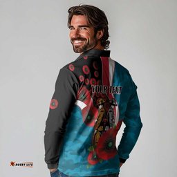 Port Power ANZAC Personalised Long Sleeve Polo Shirt Lest We Forget Poppy Camo LT9