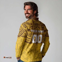 Personalized Hawthorn Hawks Long Sleeve Polo Shirt Polynesian Tribal Pattern Heritage Football TS04