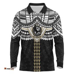 Personalized Collingwood Magpies Long Sleeve Polo Shirt Polynesian Tribal Pattern Heritage Football TS04