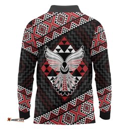 Taniko Aotearoa Long Sleeve Polo Shirt Poutama Mix Piwakawaka - Ver02 LT7