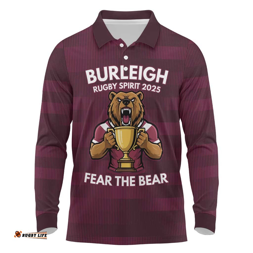 Pride of Burleigh Rugby Spirit Custom Long Sleeve Polo Shirt Queensland Grand Final Edition 2025 LT9