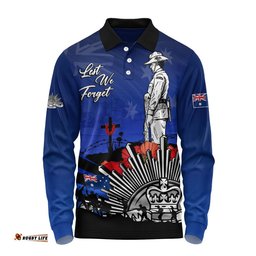 Australia Long Sleeve Polo Shirt Anzac Day In Memory Of Brave Servicemen