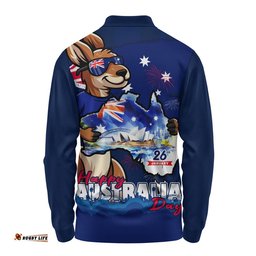 Australia Long Sleeve Polo Shirt Australia Day Holiday Kangaroo Pride Celebration