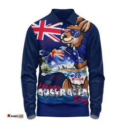 Australia Long Sleeve Polo Shirt Australia Day Holiday Kangaroo Pride Celebration