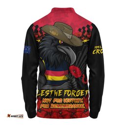 Adelaide Crows Long Sleeve Polo Shirt ANZAC Day Not For Victory For Remembrance