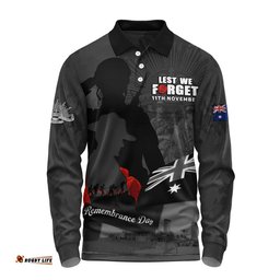 Australia Long Sleeve Polo Shirt Remembrance Day 11th November Tribute Edition