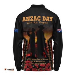 Australia Long Sleeve Polo Shirt Anzac Day Dawn Remembrance Eternal Tribute