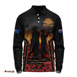 Australia Long Sleeve Polo Shirt Anzac Day Dawn Remembrance Eternal Tribute