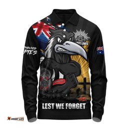Collingwood Long Sleeve Polo Shirt ANZAC Day Honour And Football Legacy