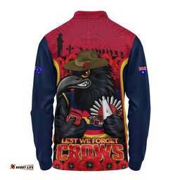 Adelaide Crows Long Sleeve Polo Shirt Lest We Forget In Eternal Honor And Duty